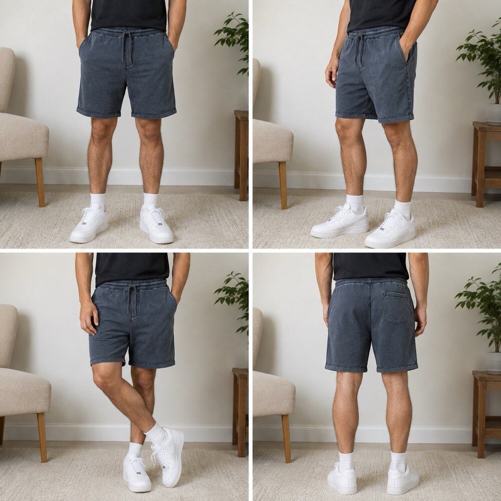 Free Planet Mens XL 36 Gray Cotton Drawstring Casual Sweat Shorts